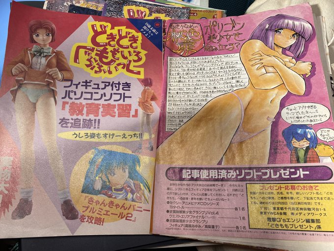 実家から持ち帰ったモノ②
その昔発売されてたゲーム雑誌「電撃G'sエンジン(途中からG'sマガジン)」で連載されてた袋とじのエロゲ紹介コラムのスクラップ。
毎回コーナーのトリで載ってる白虎かなめさんの絵がめっちゃ好きω 