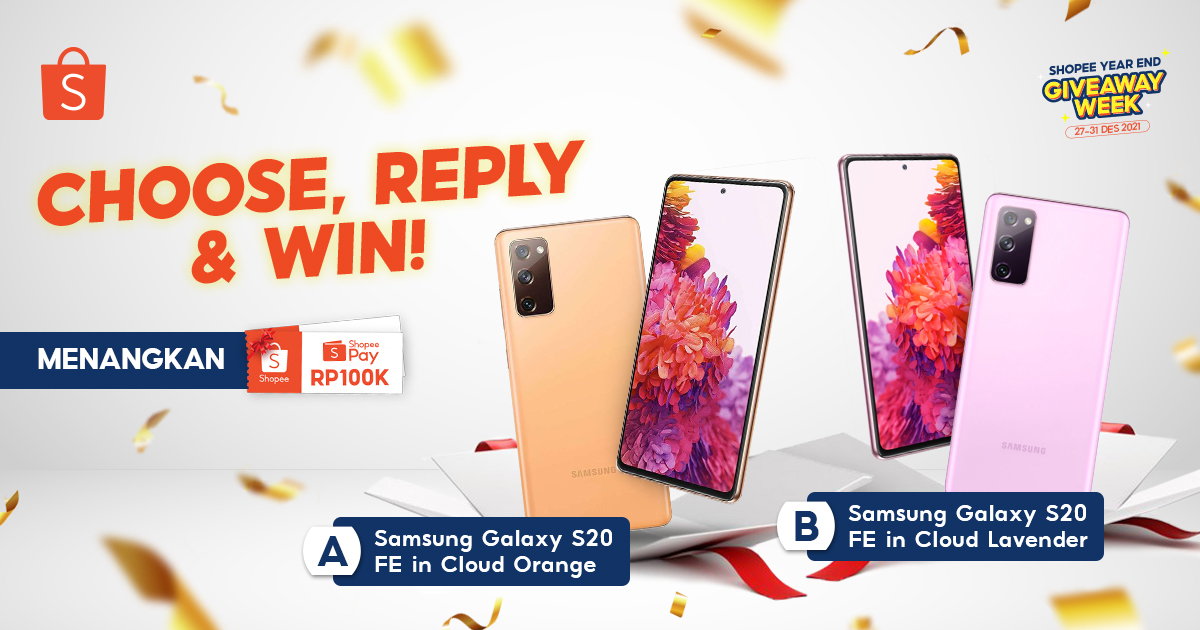 ShopeeID's tweet photo. 🎉 YEAR END GIVEAWAY DAY 1 🎉

Di hari ke-1 YEAR END GIVEAWAY WEEK, mimin mau giveaway ShopeePay senilai100rb! Caranya:

1. FOLLOW @ShopeeID 
2. RT &amp; LIKE tweet ini
3. REPLY "A/B #ShopeeYearEndGiveaway" YANG BANYAAAAK!

Pemenang dipilih acak &amp; diumumkan 4 Jan '22. https://t.co/nmMTVpRylt