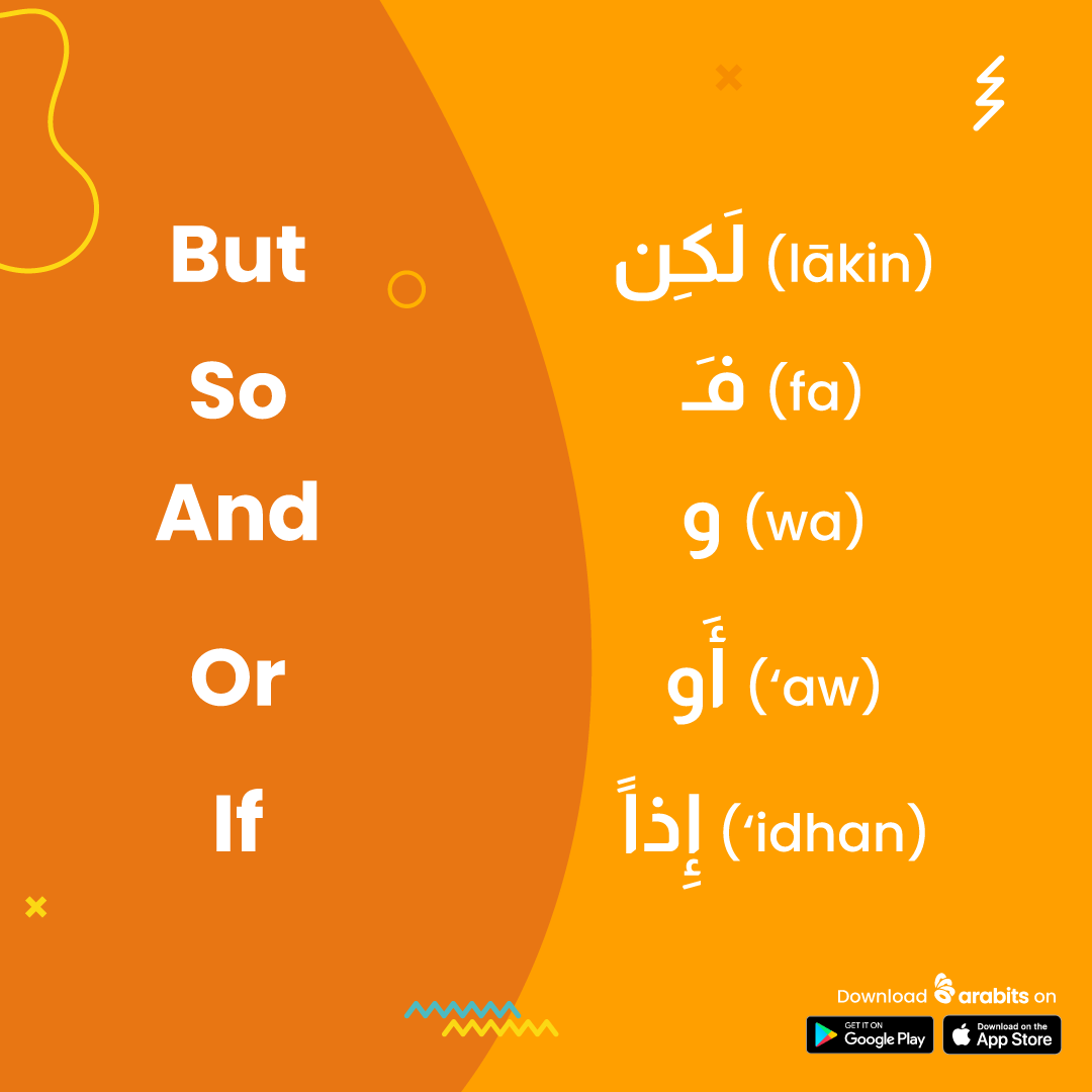 ArabitsApp's tweet photo. Coordinating Conjunctions in Arabic ✅
A coordinating conjunction is a word that connects two equivalent words, phrases, or sentences.
Good examples of this in English are words, such as and, but, and so.
For more examples in Arabic please check the image
#arabic #arabits https://t.co/i6yNOmNaap