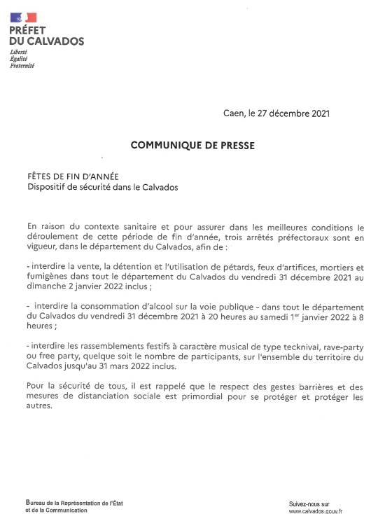 Prefet14's tweet photo. Pour que cette période de fin d'année se déroule dans les meilleures conditions, il est rappelé le dispositif de sécurité ci-dessous dans le département du Calvados. https://t.co/rqYRvplIiq