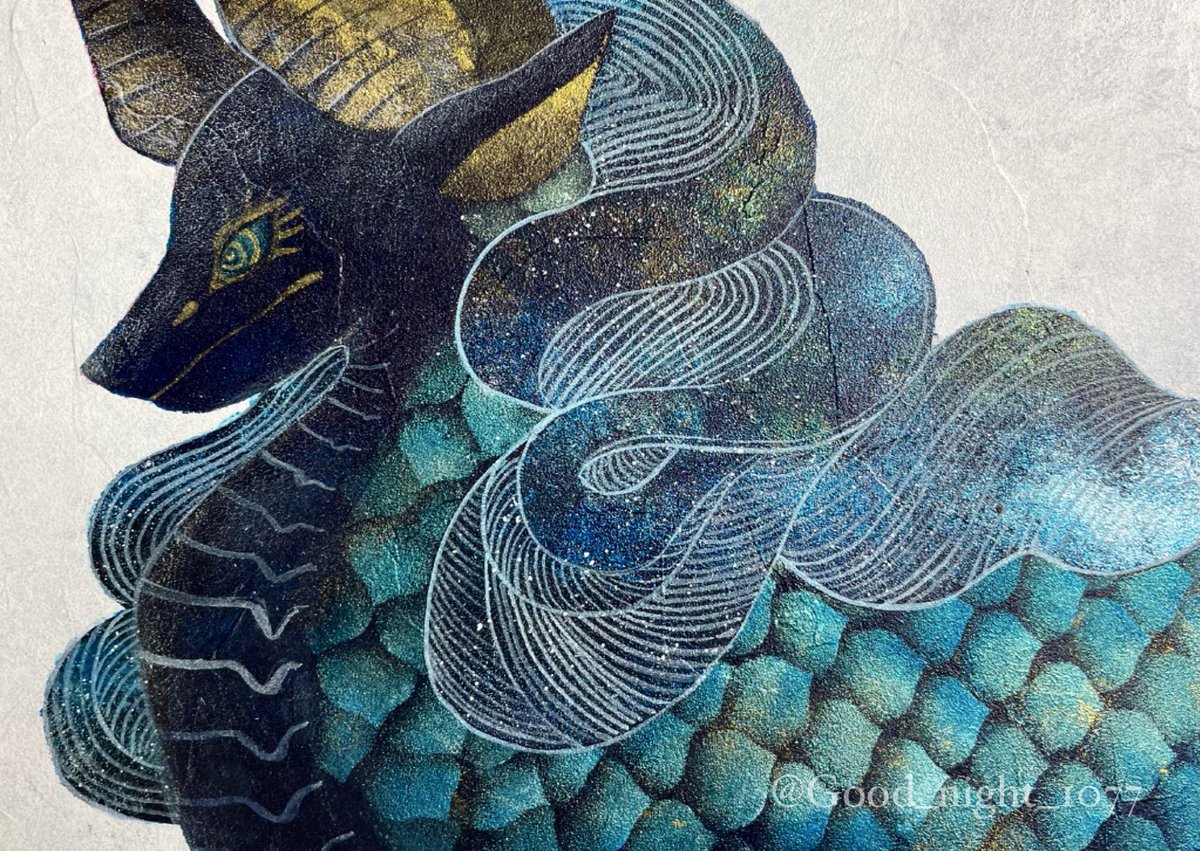 1girl blue theme dragon long hair blue eyes dress painting (medium) traditional media  illustration images