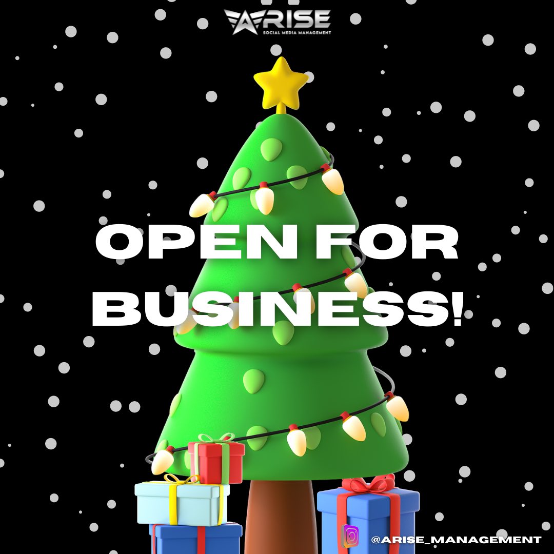 arisemgmt's tweet photo. We hope you all had an amazing Christmas Day and stayed safe☃️ 

The team at Arise had a super busy Christmas but we are back and ready to keep running the show 🎬 Are you needing your Social Media managed for your small business? If so, email us

📩 : arisesocials.mgmt@gmail.com https://t.co/jJKb6GaNvS