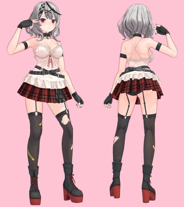 ・靴、手袋 モデリング、UV展開、ウェイト追加、テクスチャベース作成
取り敢えず手袋と靴を作って上着脱いた状態は大体できました～🤗
今でも結構ポリゴン数が多いので上着まででポリゴン数どうなるかなぁといった所ですね～😇
ファンティアの方で少し修正と靴と手袋追加バージョンと追加してます 