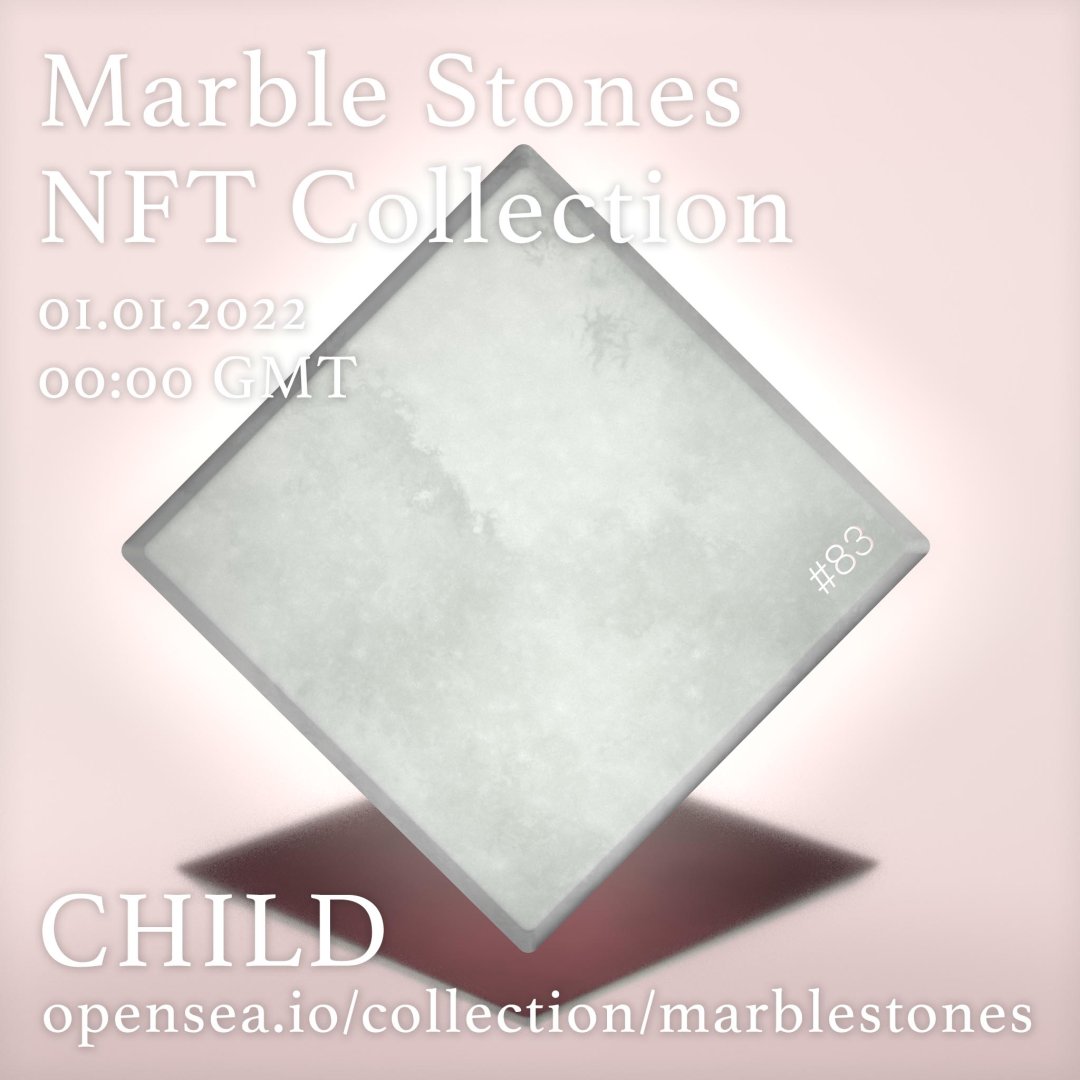 MarbleStone_nft's tweet photo. #child 83
Limited Marble Stones #nft Collection launching on @opensea 01.01.2022 at 00:00 GMT starting at 0.005ETH. https://t.co/l4HDSsDrxe
Don't miss the #marblehype! 
#nftart #nfts
Marble represents the prosperity of #culture, #individuality and #wealth. https://t.co/z1u64aEe6Q