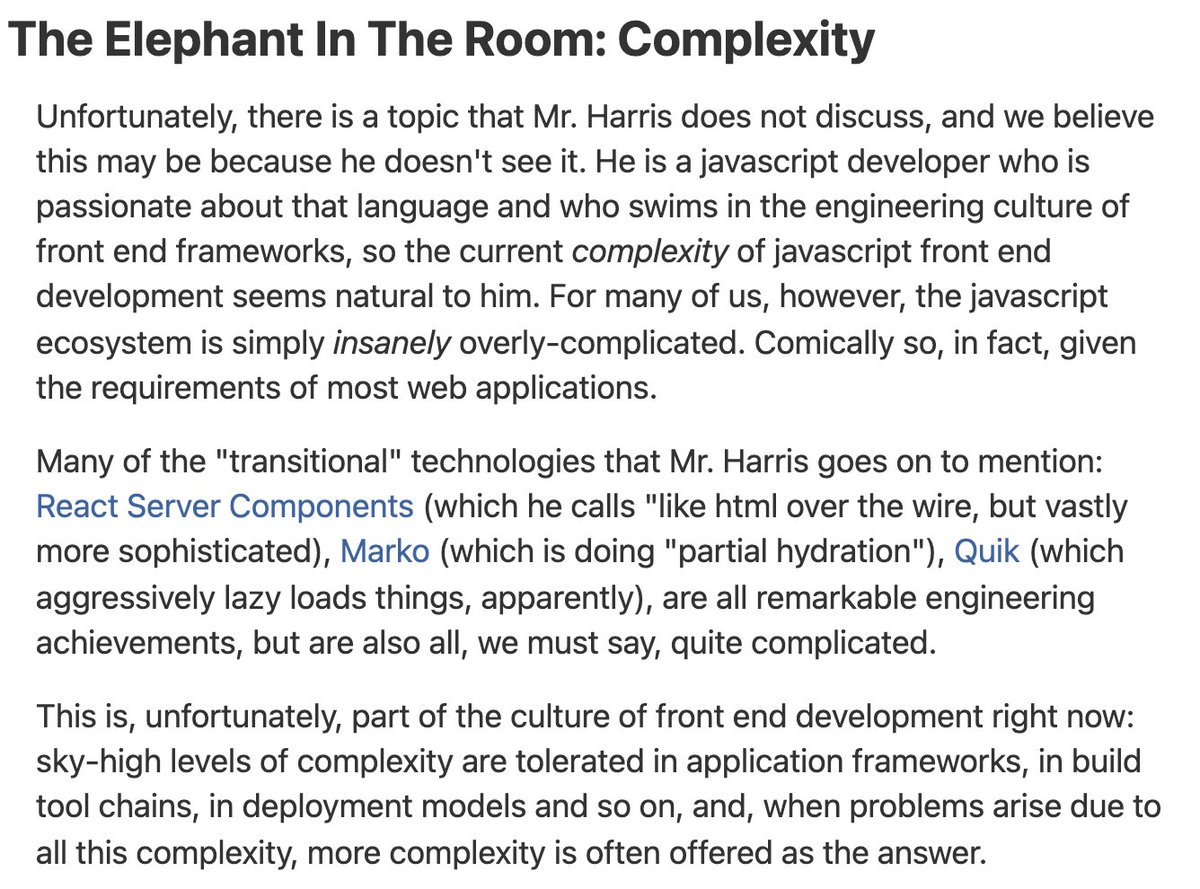I'll just say this: when I realized that NPM or Typescript is not required to create a non-trivial HTML front-end

that was the day I fell in 💙 with <a href="/htmx_org/">htmx.org / COO of Deleting Accounts (same thing)</a>
