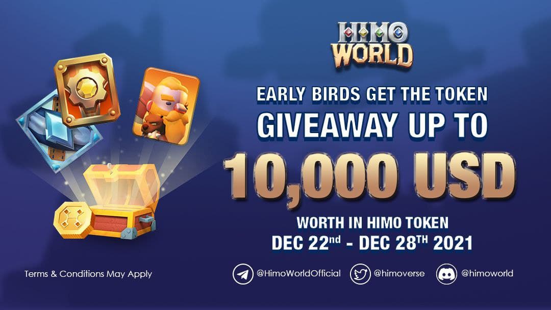 bryanlreal's tweet photo. 📢Attention!
Only 1 day left to join Himo World Give Away Event with up to $10,000 rewards guys!
The event will be ended at: 12:00AM UTC DEC 28th 2021. 
📌 Join now at: https://t.co/peGigb4pmj
📌 More details: https://t.co/9be2oyAdF5
😉Good luck!
#CoinLAB #HimoWorld https://t.co/CrXBG5Rpn8