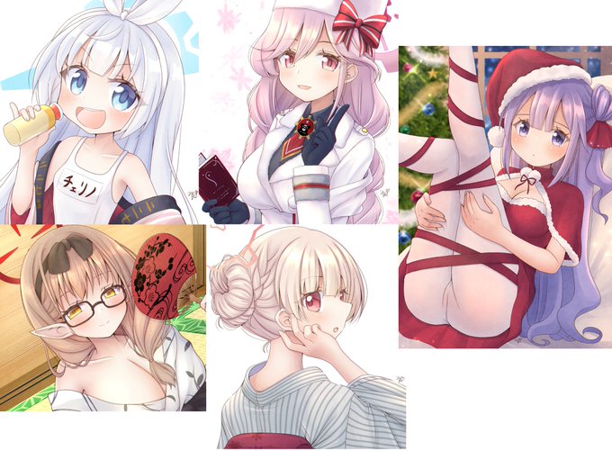 #今月描いた絵を晒そう 
今年もクリスマス絵が描けて良かったです
来年もよろしくお願いします。
#アズレン
#ブルアカ 