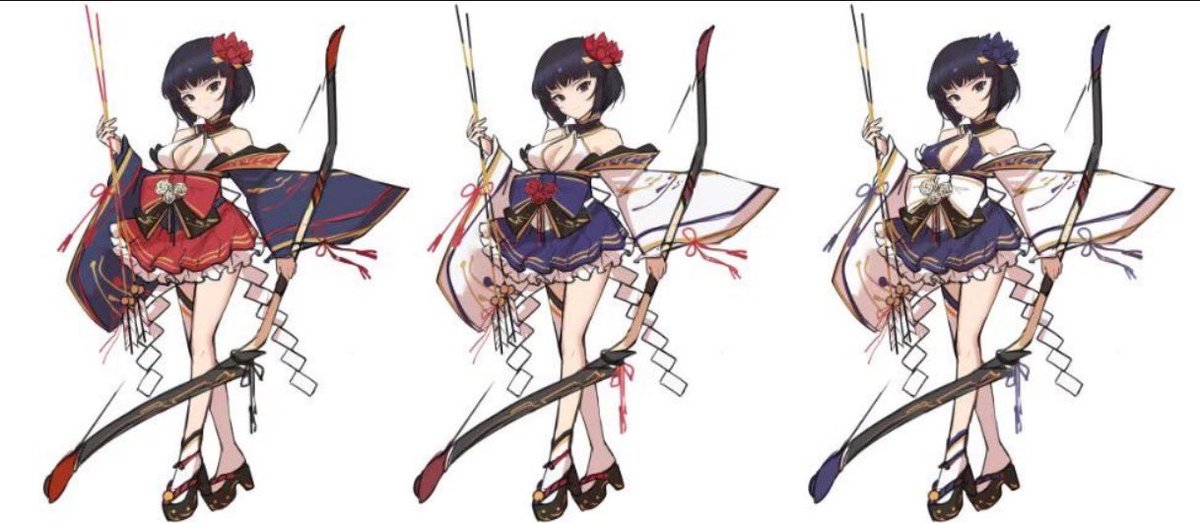 hime_collection's tweet photo. Which one do you like the most? ⬇️

I think the darkest color on the right suits her well🤔

I'm thinking of releasing a character in the most popular color. 

Please write your opinion through retweets🕊 https://t.co/n6RXZXbRcI