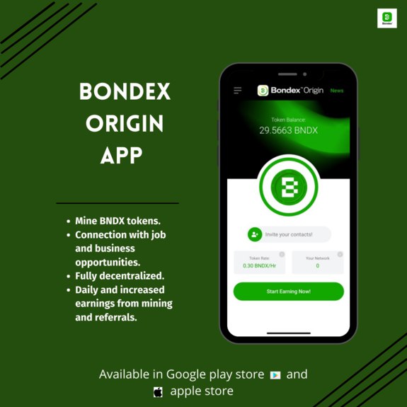 De_Ransomed's tweet photo. One great way to start your day is to secure your earnings by just logging into the #Bondex #OriginApp daily to mine the native token $BNDX.
This is just one feature of the Origin App.
#Bondex
#DeFi
#talent https://t.co/gcIyfdpvbQ