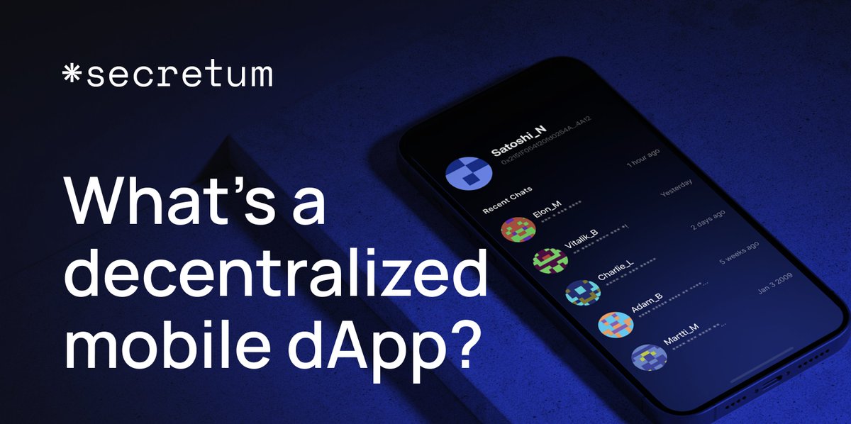 AppSecretum's tweet photo. Decentralized mobile dApp is the new black⚫️
Here are some benefits of using it:

- Censorship Resistance
- Blockchain Privacy 
- End-to-end Encryption 

Read more ➡️ https://t.co/P4DAabSNNc https://t.co/NclGola0Ab