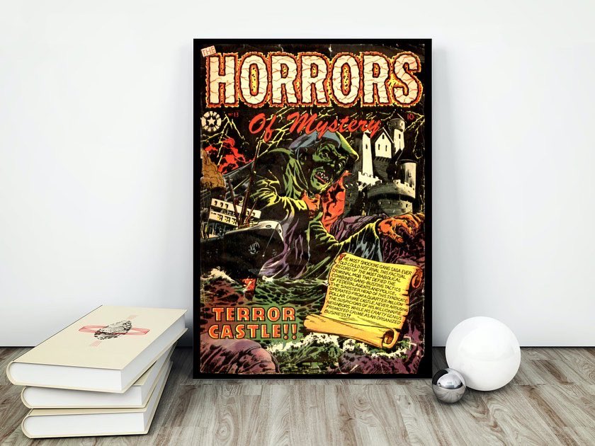 HorrorStock's tweet photo. JUST IN - New Retro Horror Comic Art - Fill your walls with these stunning and scary comic book covers from yesteryear. Available at: https://t.co/LdbzLrFfAT #horrorsofmystery #weirdterror #nightmare #comicart #horrorart #horrorcomic #comiccover #horrorgift https://t.co/cUfAvJ4ThH