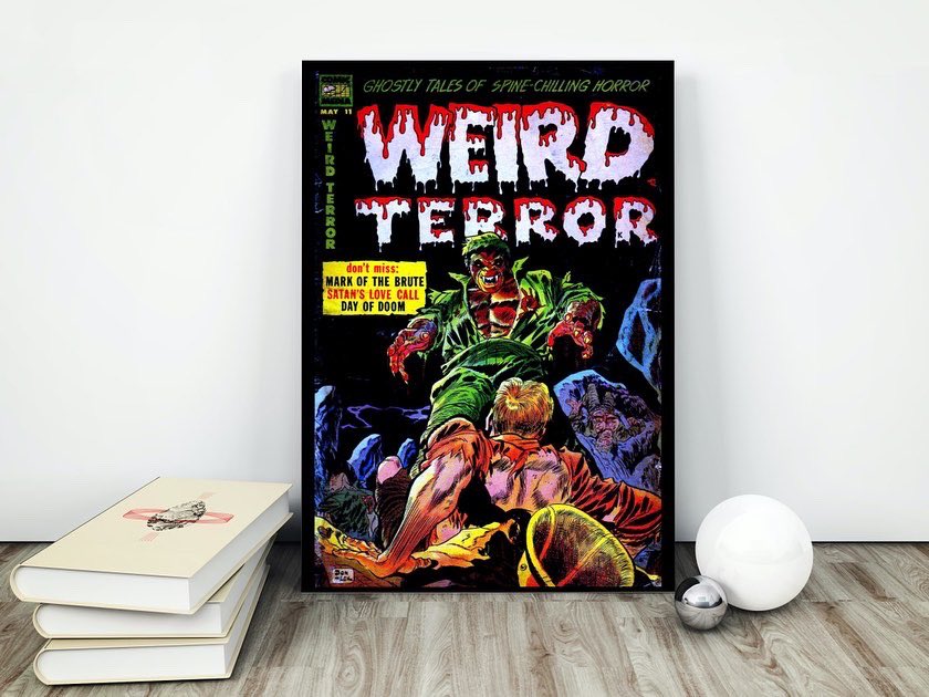 HorrorStock's tweet photo. JUST IN - New Retro Horror Comic Art - Fill your walls with these stunning and scary comic book covers from yesteryear. Available at: https://t.co/LdbzLrFfAT #horrorsofmystery #weirdterror #nightmare #comicart #horrorart #horrorcomic #comiccover #horrorgift https://t.co/cUfAvJ4ThH