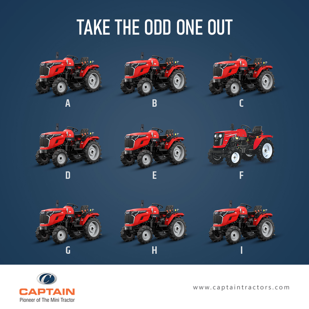 CaptainTractors's tweet image. Take the odd one out
 
#letsplayagame #oddoneout #quickgame
#world #india #tractor #captaintractors