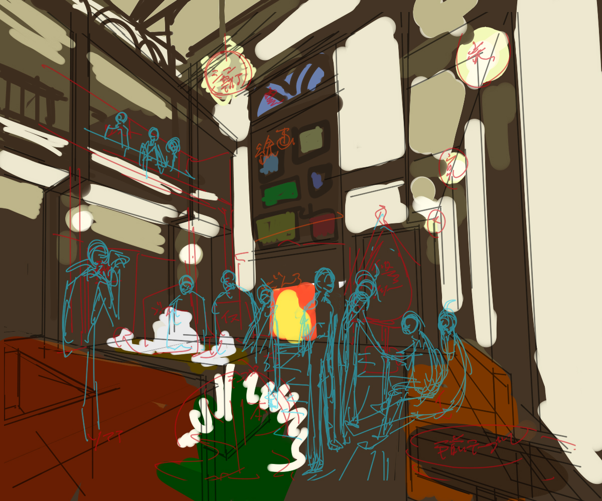 今朝の絵制作過程 