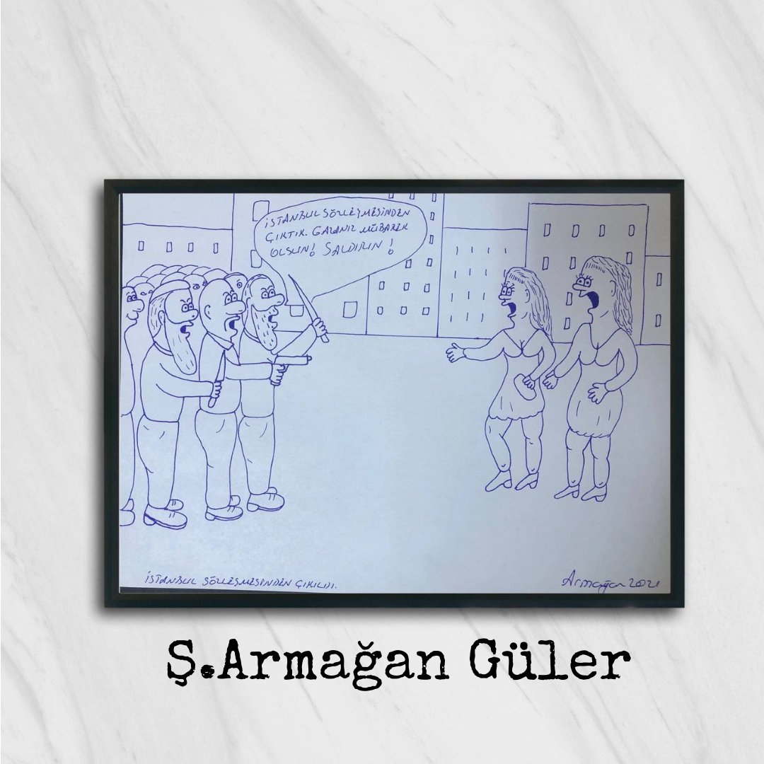 gorusecegiz's tweet photo. Kocaeli F Tipi Hapishanesinde kalan tutsak karikatürist Şevket Armağan Güler'in Türkiye'nin İstanbul sözleşmesinden çıkmasıyla ilgili çizdiği karikatür.
📩
Şevket Armağan Güler
2 No'lu F Tipi Hapishane
PTT Cezaevi Şubesi
Kocaeli
#Görüşeceğiz https://t.co/C1hfoqw95w