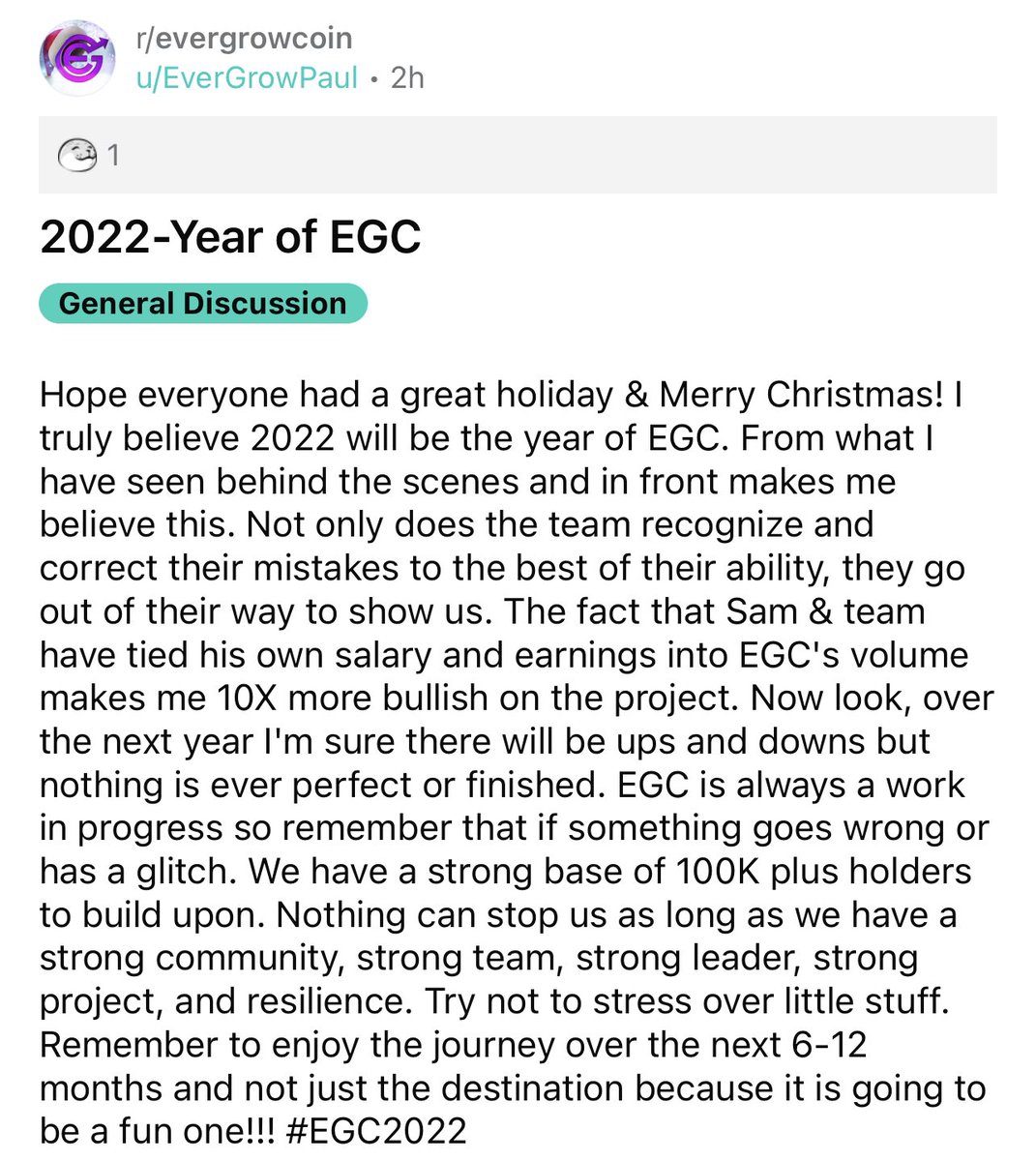 PaulTreffx's tweet photo. My 2022 message to #EGCARMY #EverGrowCoin #EverGrowArmy #Crypto #cryptocurrencies #NewYear2022 #BTC @evergrowcoinEGC @EverGrowSam https://t.co/CBoGqYvBrh