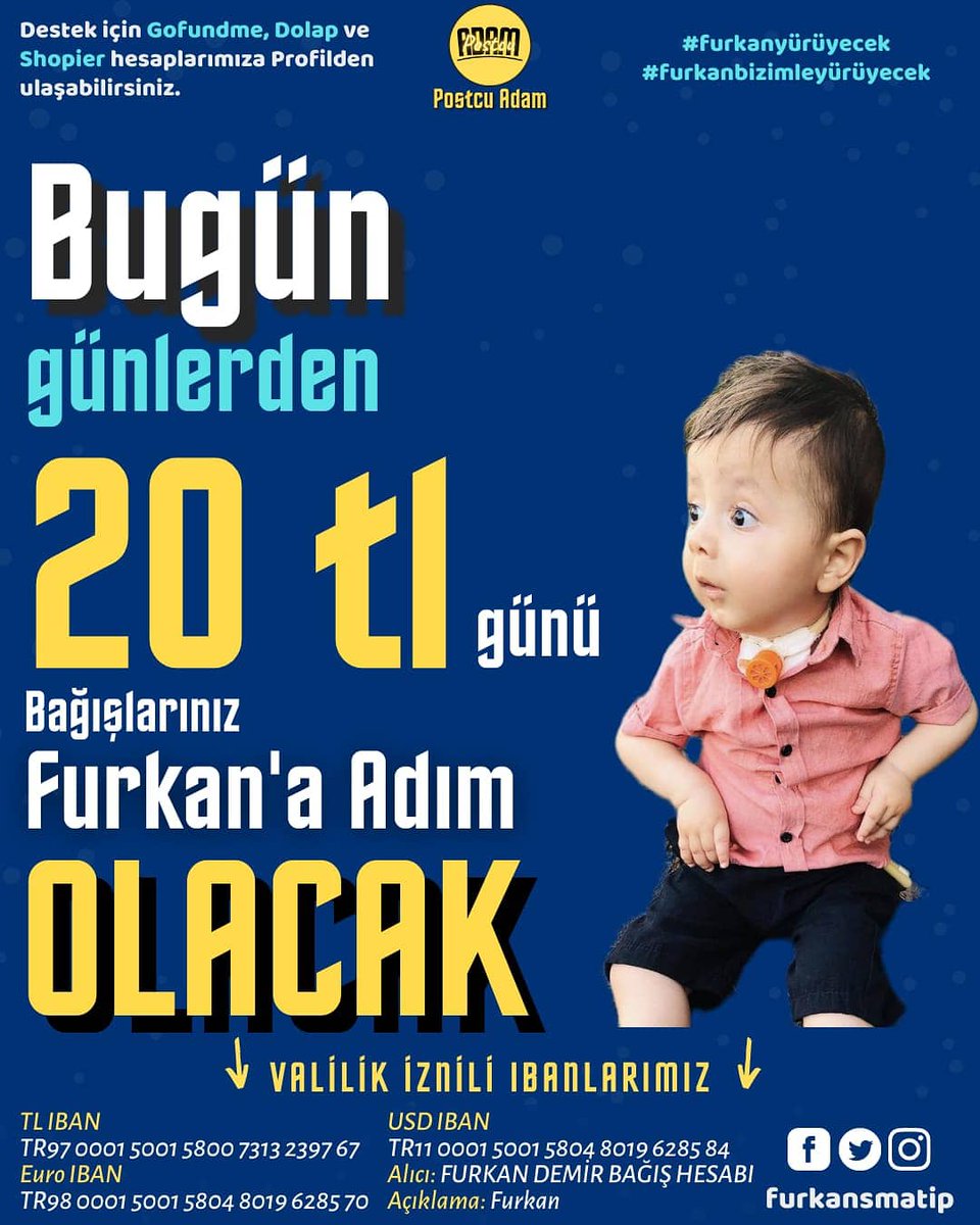 furkansmatip's tweet photo. Bugün günlerden 20 TL
Son kez sizlerden 20 TL istemiş olalım.%7'de olan kampanyamızı bir an önce tamamlayıp Furkan'ı tedavisine ulaştıralım.Yapacağınız 20 liralık bağışlar birikip oğluma ilaç olacak.Lütfen yardım edin🙏

İbb Teyzem Süleyman Soylu Don't Look Up Online Eğitim Paşam https://t.co/c0HxpcqNTe