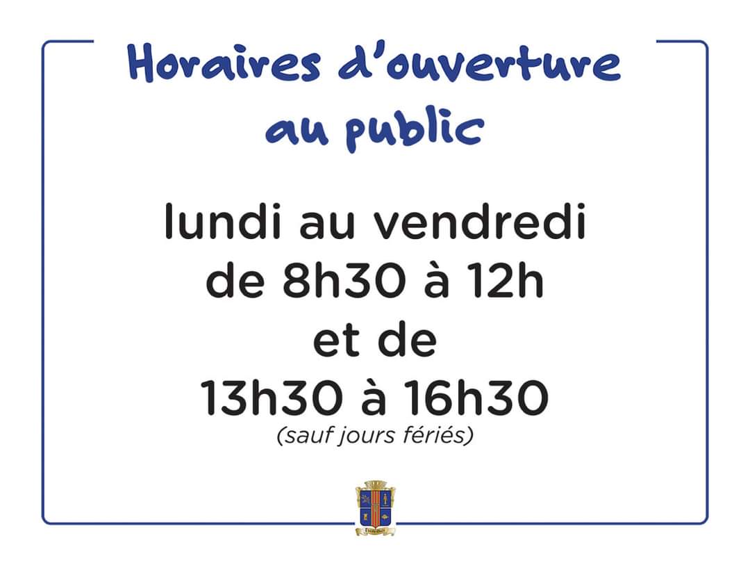 À partir du 3 janvier nouveaux horaires d'ouverture de la mairie.