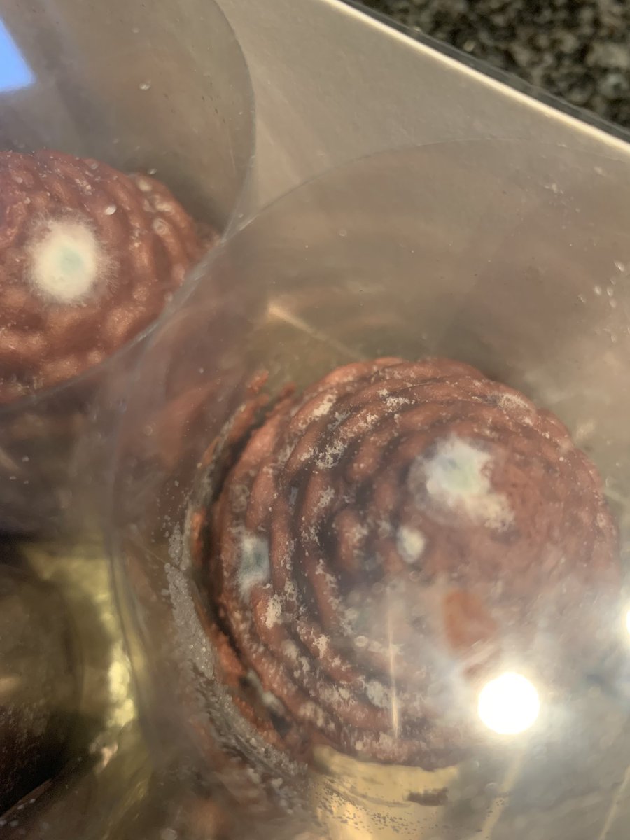 david9991234's tweet photo. @marksandspencer Got my festive chocolate cones out the fridge to enjoy on Christmas Day and was concerned to find they came with real mould on them !! The box was sealed and unopened btw. https://t.co/znyBsov4yB