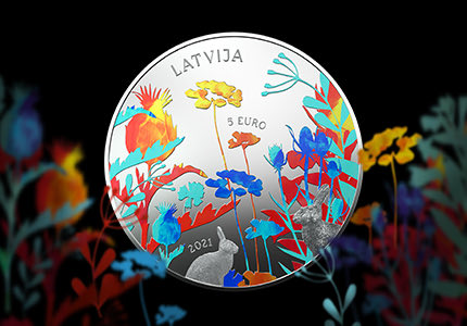 magicworld_lt's tweet photo. “Miracle coin” invites you to use your power of imagination. Pure joy for the eyes- a flowering meadow becomes a fairy tale with the white hare (Lepus timidus) and the grey hare (Lepus europaeus). 12/2021. LV #magicalpower #collectorscoin https://t.co/OH6VIbDQ7l