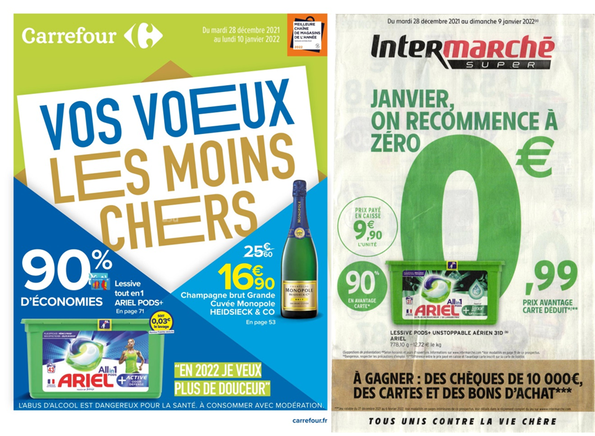 DanielDucrocq1's tweet photo. Top départ des #promos sur la #lessive : comme fin 2021, @intermarche propose 90% de discount sur Ariel, mais cette fois @CarrefourFrance s'est aligné. Pas étonnant que 79% du CA de la lessive provienne de la promo sur cette semaine.@NielsenIQFrance @A3distrib @ProcterGamble https://t.co/KdnlzFlPph