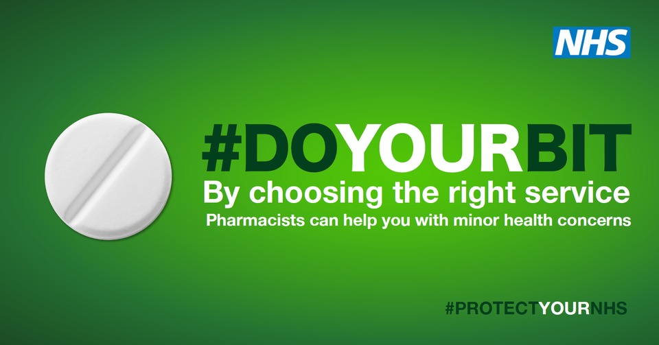Your local pharmacist can help you with a wide range of illnesses.
They can give you advice and possible treatment – they’ll also refer you to other health professionals if you need it.
#DoYourBit and help keep A&amp;E for serious emergencies
nhs.uk/service-search…
