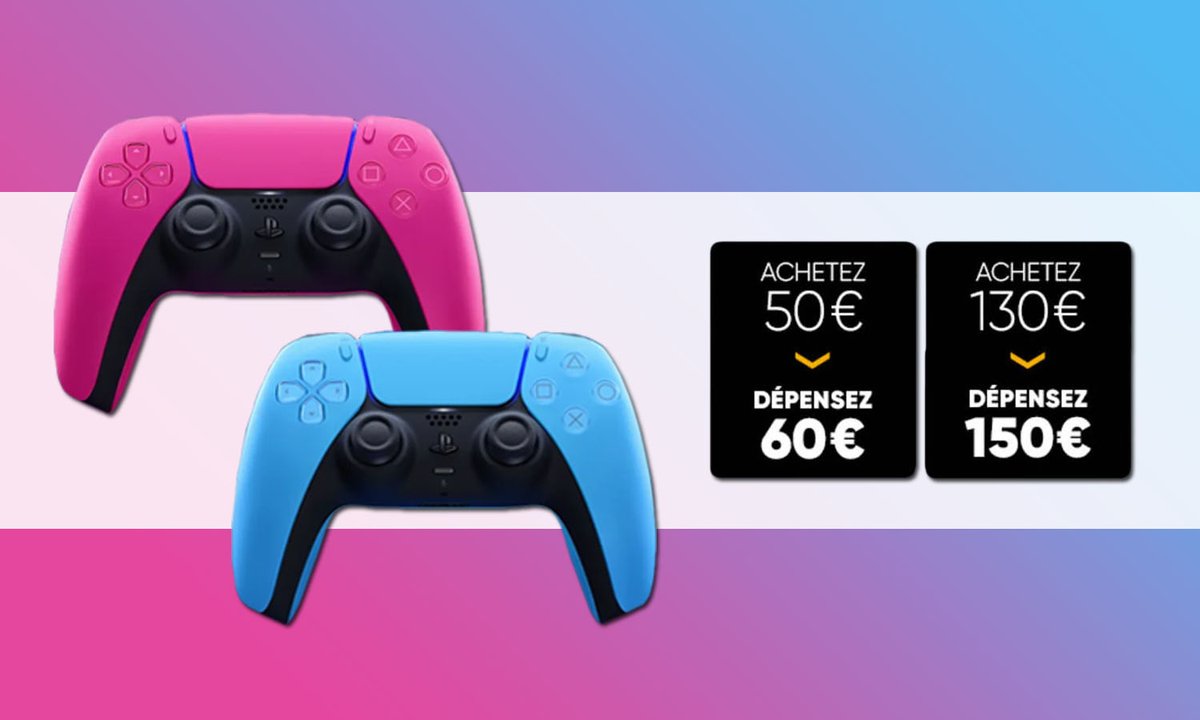 ChocoBonPlan's tweet photo. Les nouvelles Manette PS5 Starlight Blue et Nova Pink passent à 64,99€ via cartes Jackpot Fnac

Achetez 1 carte Jackpot de 60€ à 50€
👉https://t.co/VMiv0NUrAG

Utilisez-la en moyen de paiement sur les manettes
Blue 👉https://t.co/7EvIUjgIKk
Pink 👉https://t.co/yw34XhEyWx https://t.co/L3DvWXZn8N