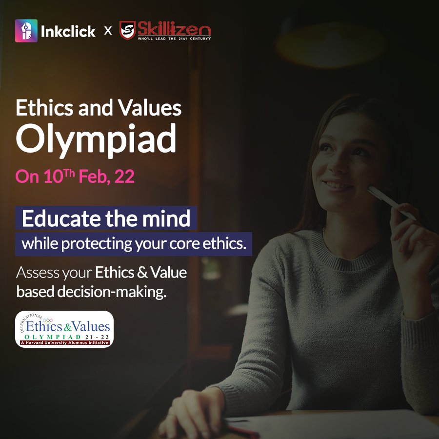 inkclick_world's tweet photo. Inkclick X Skillizen is providing the world’s 1st comprehensive online assessment olympiad for grades III- XII students to calibrate their core Ethics &amp; Values.

Register now on Inkclick.
.
.
#inkclick #studentsnetwork #globaldigitalinstitute #InkclickBeMore #onlineclassessses https://t.co/BNKjvY4P3z