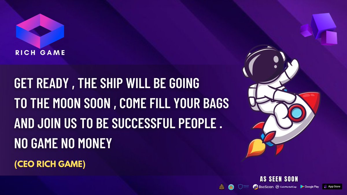 richgameglobal's tweet photo. GET READY , THE SHIP WILL BE GOING TO THE MOON SOON , COME FILL YOUR BAGS AND JOIN US TO BE SUCCESSFUL PEOPLE . NO GAME NO MONEY

@richgame https://t.co/WIHgUMkjlx