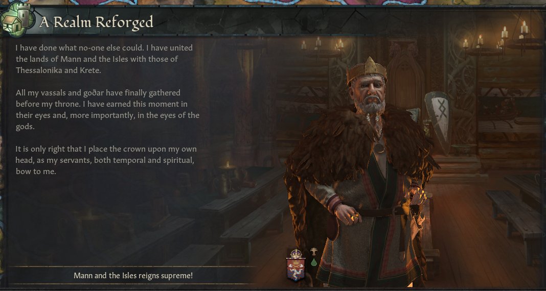 MrsMarySweet's tweet photo. Been having brilliant fun this holiday, working through several of the Northern Lords achievements in #ck3. Thanks to @garius for introducing me to the game in the first place, and teaching me valuable lessons on how to manage supply and defeat inconvenient rebellions. https://t.co/DEZ8RjxFFh