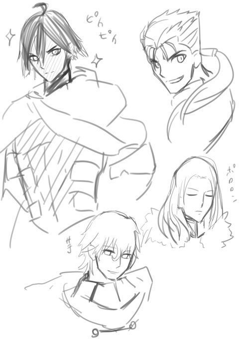 イケメン描けないからfgoのキャラで練習し始めたけど描き慣れてない感 