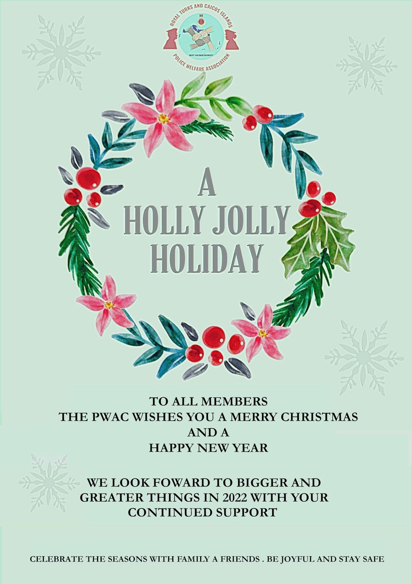 Happy Holidays to the men and women of the RTCIPF who serve the entire Turks and Caicos Islands from your PWAC blessings during this festive time of the year and continue to keep safe👮🏽‍♀️👮 💕🙏