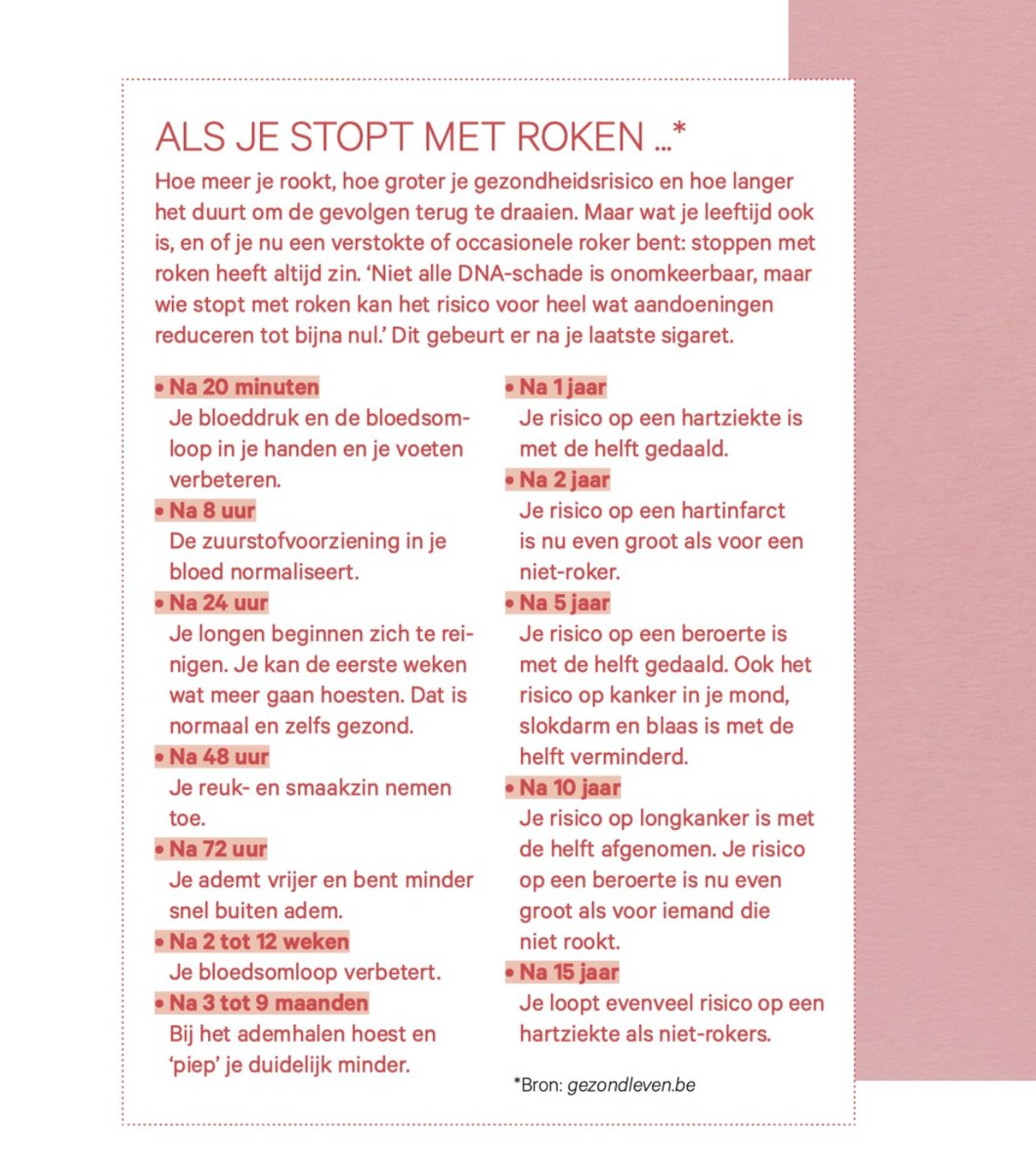 FilipLardon's tweet photo. Wat er allemaal gebeurt als je stopt met roken lees je hier 👇 https://t.co/u6f70d6wUT #GoedGevoel https://t.co/9poHRCPvUg