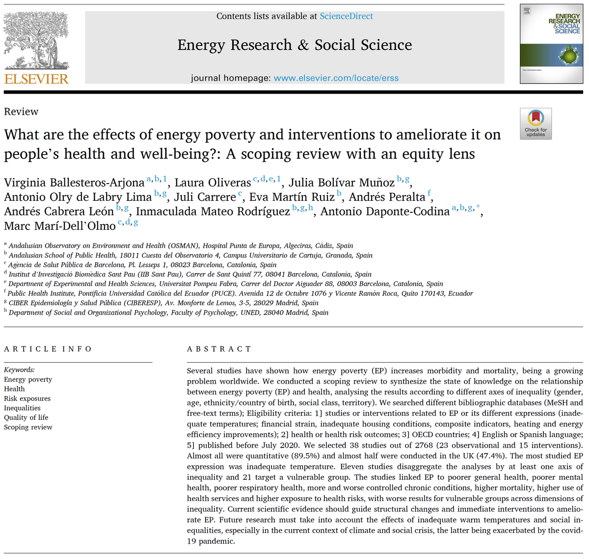 🆕📢New article (scoping review) on #energypoverty and #Health!  Special congratulations to <a href="/yiyiballe/">VValle</a> and <a href="/LauraOliveras_/">Laura Oliveras</a> for their great work! <a href="/proyectoPENSA/">Proyecto PENSA</a> 

sciencedirect.com/science/articl…