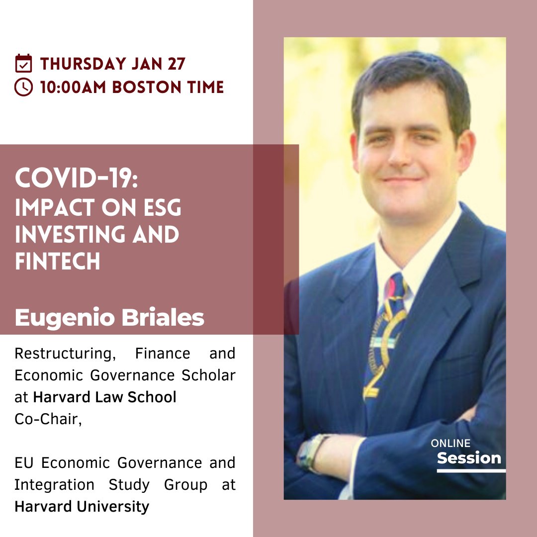 rccharvardexe's tweet photo. COVID-19: Impact on ESG Investing and Fintech 
(ESG: Environmental, Social and Governance Criteria)
NEW HARVARD PROGRAM ONLINE SESSION https://t.co/kxKBqKw3Sq https://t.co/ZsvA0uD9nT