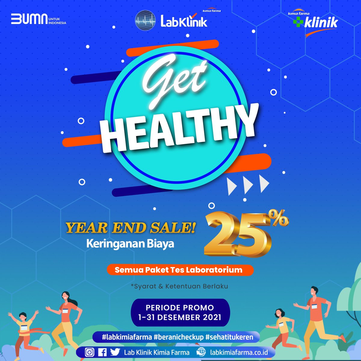 kaeflabklinik's tweet photo. Hai Sahabat Kaef,

Siapa disini yang siap menyambut tahun baru dengan lebih sehat?

Yuk, jangan lewatkan promo diskon akhir tahun sebesar 25% untuk paket Medical Check Up. Promo ini berlaku hingga 31 Desember 2021. 

#EndYearPromo
#PaketKesehatan
#BeraniCheckUp https://t.co/YZLNCpFStX