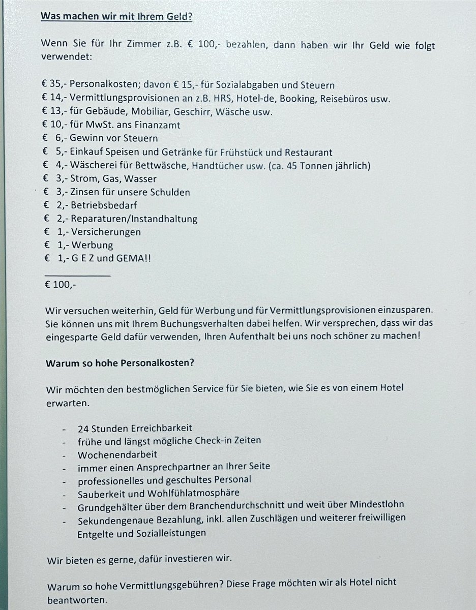 Warum kostet ein Hotelzimmer so viel, wie es kostet?

Lobenswerte Transparenz im ohnehin sympathischen und sehr zu empfehlenden „My Home Hotel Lamm“ in #Rottweil.