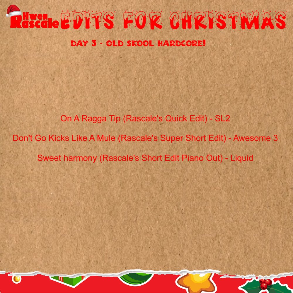 HwenRascale's tweet photo. On the 3nd day of #christmas my DJ gave to
me:
3 Old Skool Hardcore Classics!
Get your white gloves on with these classic tunes!

Click here free DL!
https://t.co/xyYYM45mcN

Follow for more free edits over the next 10 days

#djedits #recordpool #djedit #djstuff
#happyhardcore https://t.co/H3wMMYsbzJ