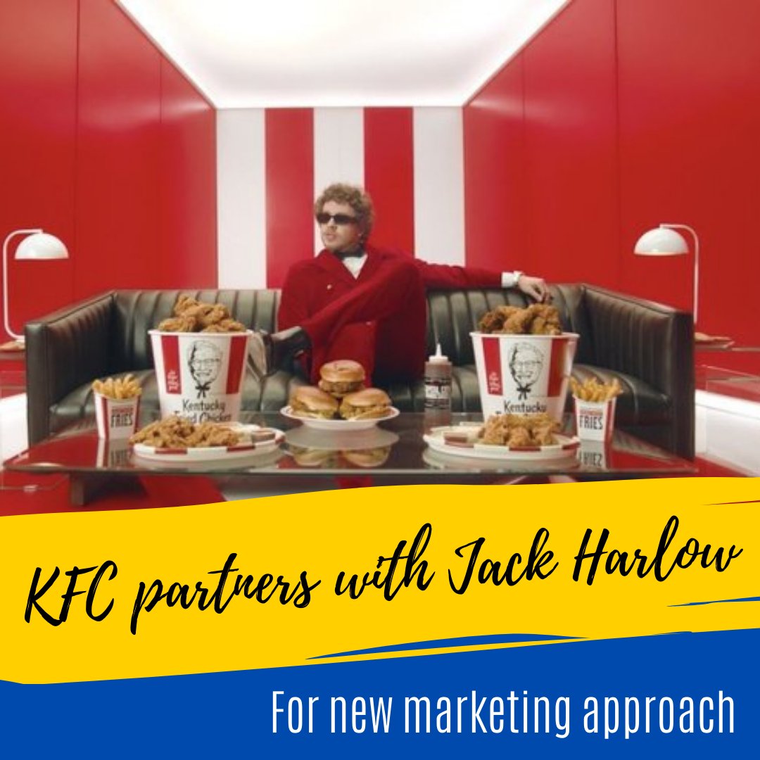 TriSparkMedia's tweet photo. KFC partners with hip hop artist Jack Harlow to target a younger, more diverse audience. The fast food chain debuted this new campaign with a food truck offering free chicken sandwiches at one of Harlow’s performances.
•
•
•
#JackHArlow #KFC #HipHop=#Creativecampaigns https://t.co/p7Xc1SxZUD