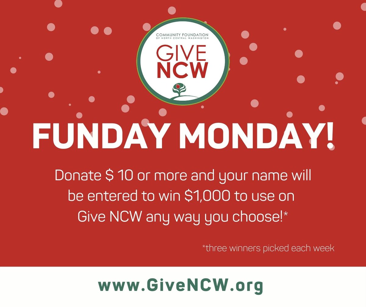 cfncw's tweet photo. It's our LAST #FundayMonday! Donate $10 or more TODAY at https://t.co/6sXxVW8cmu and you'll be entered to win $1,000 to use on #GiveNCW any way you choose! 3 winners will be drawn! https://t.co/iEiT2pmFLs