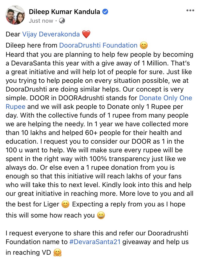 dooradrushti's tweet photo. Dear @TheDeverakonda Kindly consider @dooradrushti for #devarasanta21 ❤️🤝 https://t.co/MHwp8l3oB3