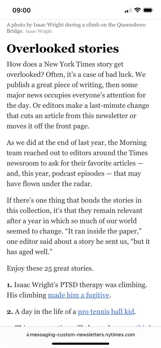 Sitting at number one in This year’s top 25 Overlooked stories of the year in New York Times with my Queensborough Bridge photo as the header. What a year this has been🖤