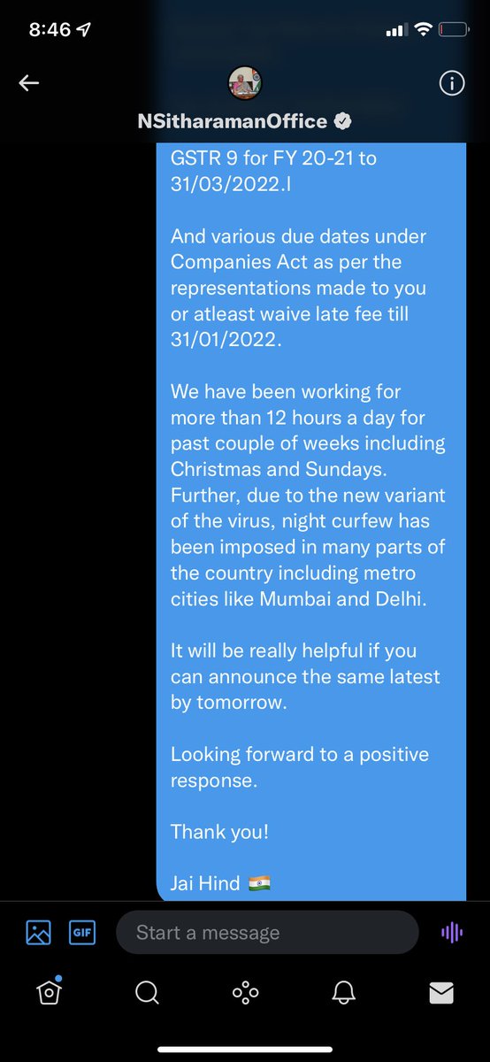 jokebazz's tweet photo. Representation made to @nsitharamanoffc for extending various due dates under Income Tax, GST and Companies Act.

Hoping for a positive response from @nsitharaman ma’am🙏 

#Extend_Due_Dates #Extend_Due_Dates_Immediately https://t.co/lUAxXFVUPz