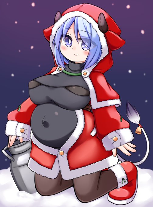 クリスマスなので赤毛ホルスタインサンタさん。
2枚目は大盛り妊婦な産多さん。 