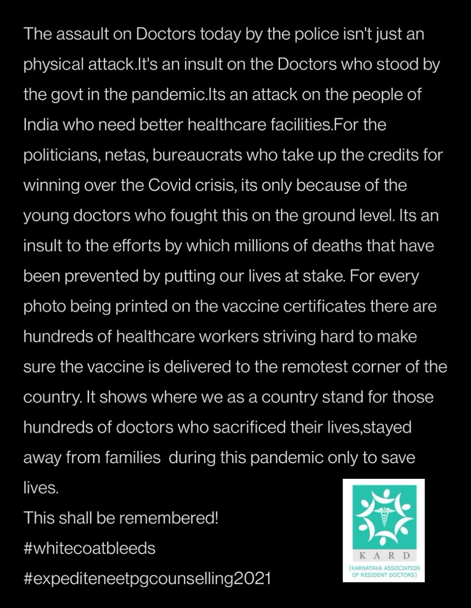 karnatakarda's tweet photo. #ExpediteNEETPGCounselling2021 @PMOIndia @mansukhmandviya @Drvirendrakum13 @MoHFW_INDIA @MSJEGOI @ANI @MirrorNow @ndtv @IndiaToday @TNNavbharat @FordaIndia @FAIMA_INDIA_ @MamcRda @aiims_nd https://t.co/A1J13jspZk