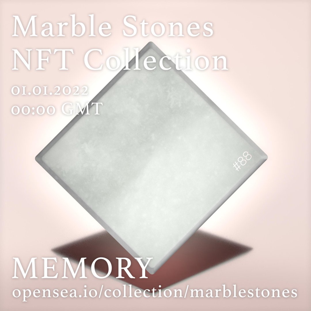 MarbleStone_nft's tweet photo. #memory 88
What do you remember the strongest from #2021?
Limited Marble Stones #nft Collection launching on @opensea 01.01.2022 at 00:00 GMT starting at 0.005ETH. https://t.co/l4HDSsDrxe
Don't miss the #marblehype! 
#nftart #nft #nftcommunity #nftnews https://t.co/v3whAozOSS
