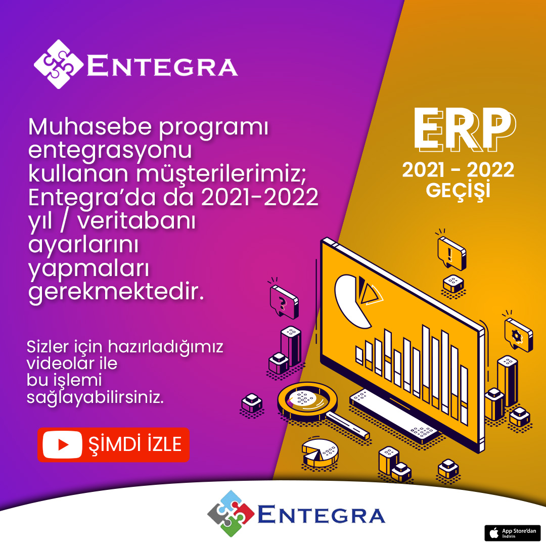 ⚠️Önemli Bilgilendirme! 2021-2022 ERP /Muhasebe Geçişleri Hakkında!

Detaylı Bilgi >> bit.ly/3mDv1Lh

#entegra #entegrasyon #eticaret #muhasebe #yılsonudevirişlemi