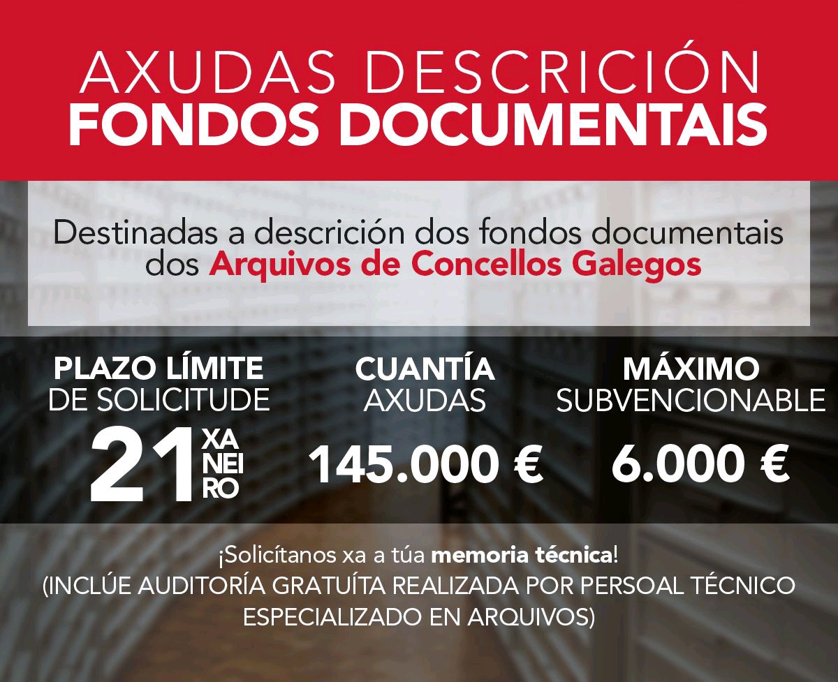 BalG_'s tweet photo. 🔊🔊 Axudas para a #descrición de #fondos #documentais dos #arquivos #galegos 🔊🔊
 📍 Para máis información DM 👀 ou directamente en @Unayta🤳 https://t.co/58x1PVADAu