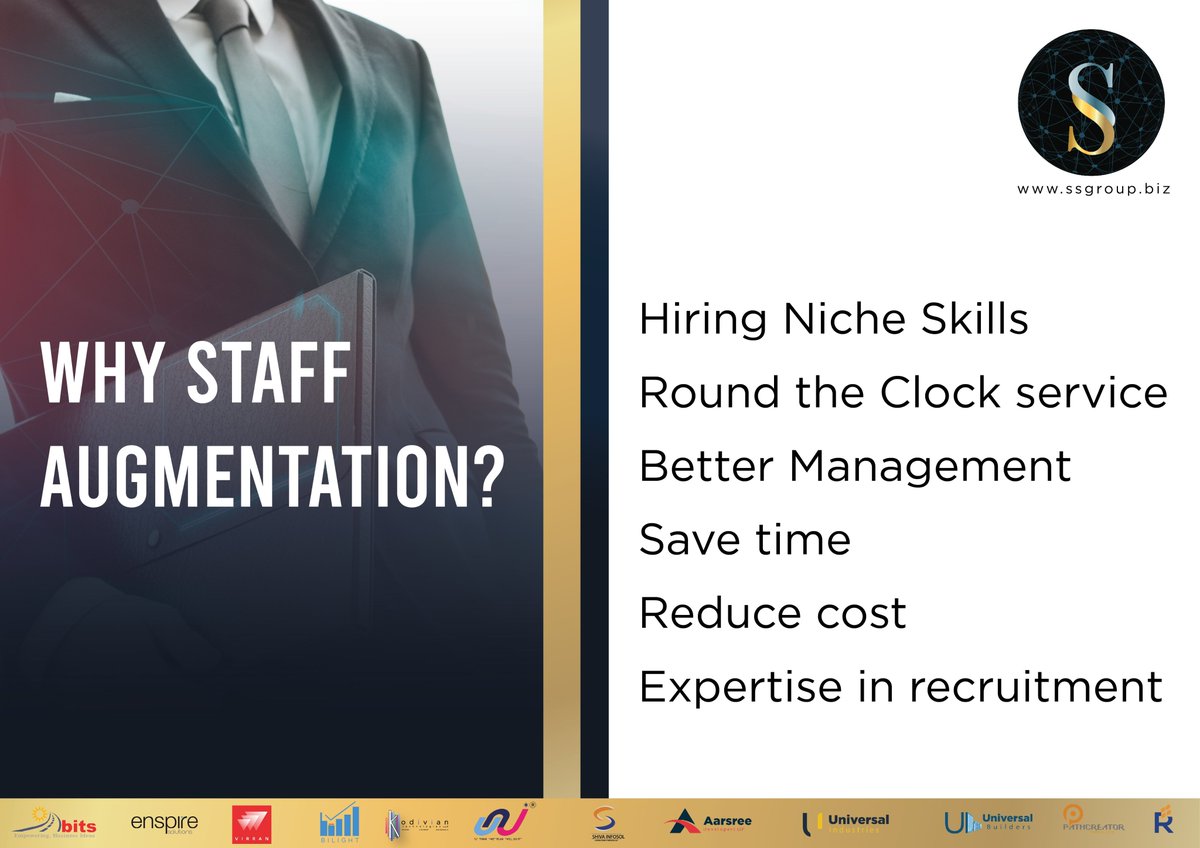 SSGroupCompany1's tweet image. Why Staff Augmentation? 

*Hiring Niche Skills

*Round the Clock service

*Better Management

*Save time  

*Reduce cost

*Expertise in recruitment

#SSGROUP  #HiringNicheSkills #RoundtheClockservice #BetterManagement  #Savetime  #Reducecost 
#Expertiserecruitment