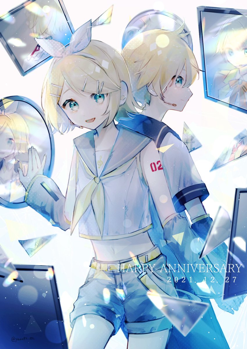 鏡音レン ,鏡音リン 「おめでとう!!
#鏡音14誕 #鏡音誕生祭2021 
#prsk_FA 」|やずのイラスト